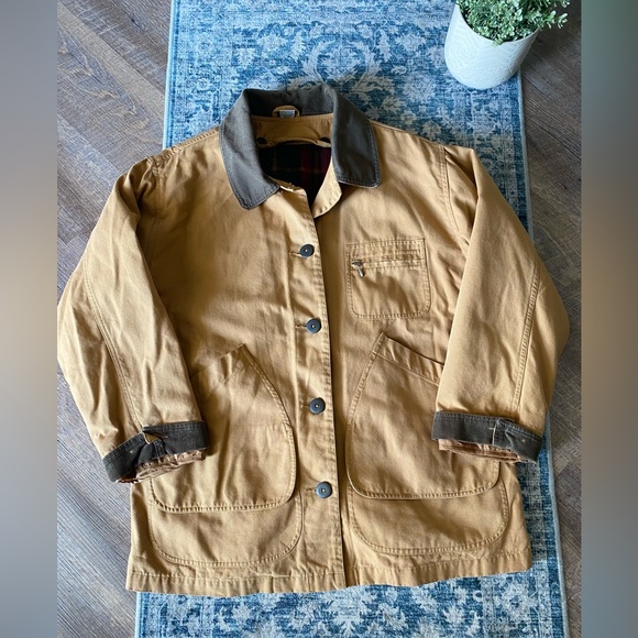 Women’s Chore Field Coat Utility Jacket Chocolate Brown Khaki Wool Lined Cotton - Picture 1 of 10